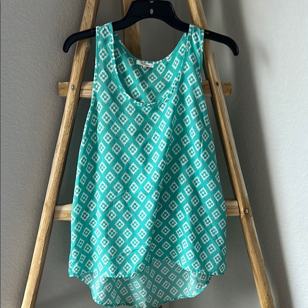 Pleione Aqua Geometric Tank Top